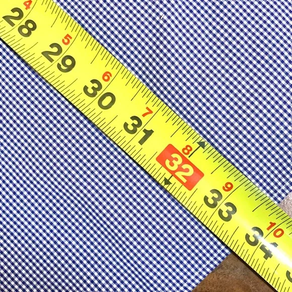 Thomas Dean Mens Blue Gingham Check Dress Shirt 16R Long Sleeve‎ Button Down - Picture 10 of 11